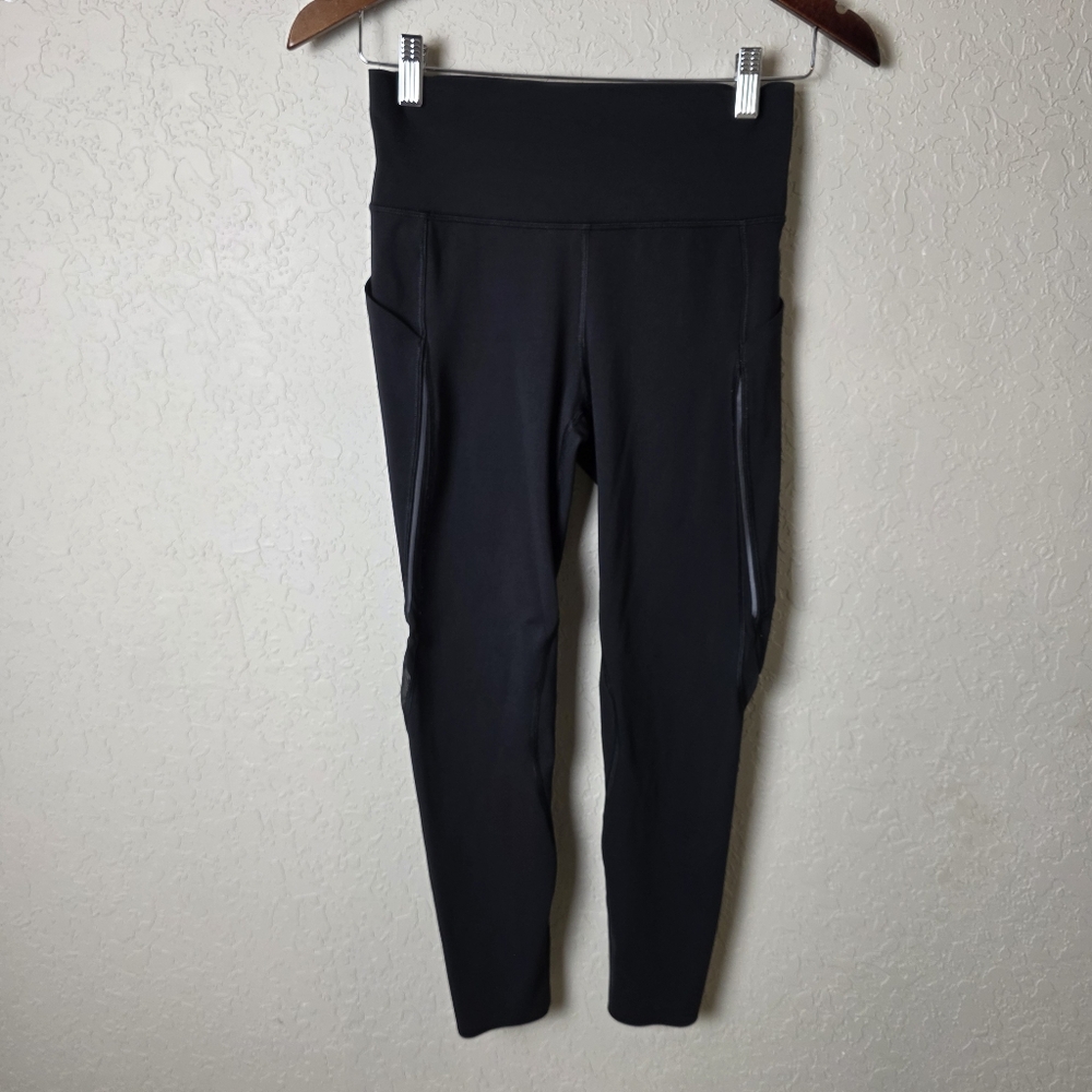 Lululemon Wunder Under High Rise Mesh Leg Panels Black Size 6